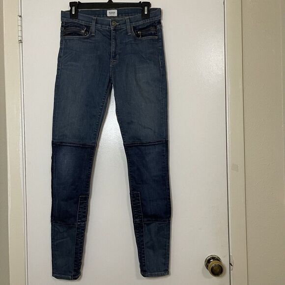 HUDSON newton dark blue wash patchwork super skinny jeans size US 27 - Picture 2 of 6